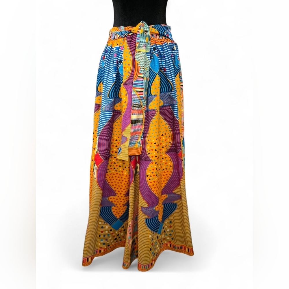 NF Vibrant African Ankara Dashiki Maxi Skirt OSFM 100% Cotton Made in India